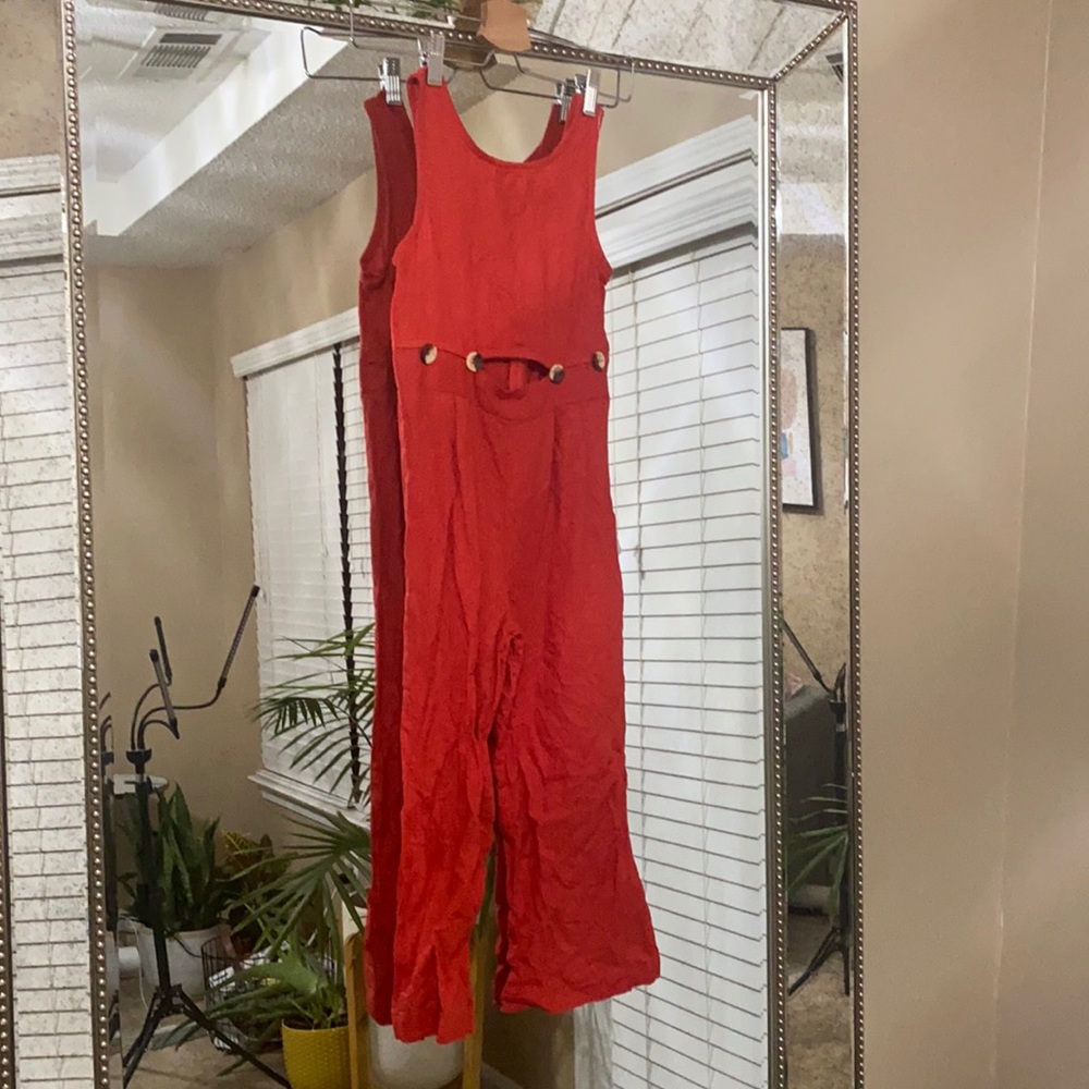 Zara kids sleeveless Cut out wide leg linen jump suit